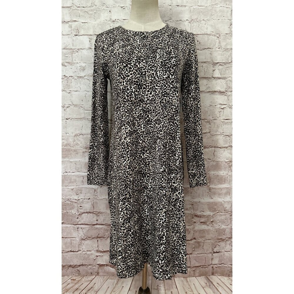 Old Navy Womens Jersey Knit Swing Dress Size S Leopard Print Long Sleeve NEW